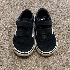 Vans Kids Black and White Velcro Sneakers